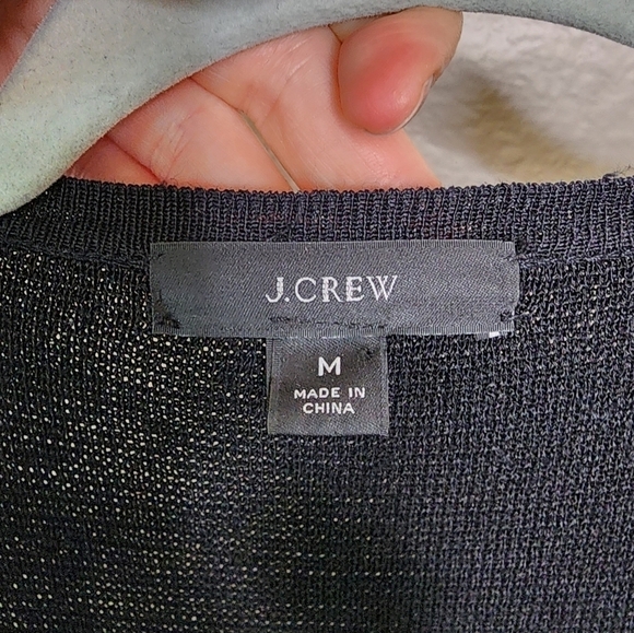 J. Crew Black Linen Blend Collarless Juliette Long Sweater Blazer M - Picture 6 of 7